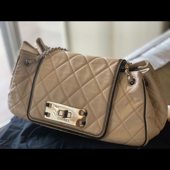 AUTHENTIC CHANEL EAST WEST ACCORDION FLAP BAG - Picture 1 of 8